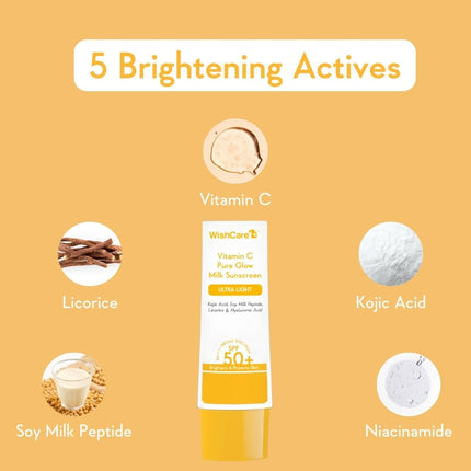 WishCare Vitamin C Pure Glow Milk Sunscreen with SPF 50 PA++++ 50g