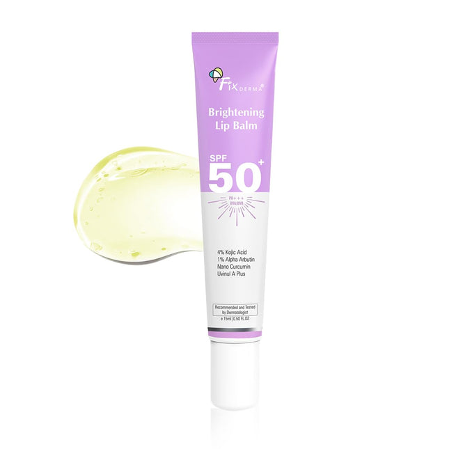 Fixderma Brightening Lip Balm With SPF 50 PA+++ 4% Kojic Acid, 2% Alpha Arbutin | Moisturizes-15ml