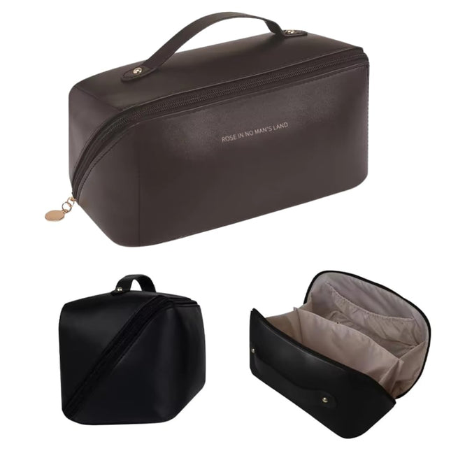 Large Capacity Travel Cosmetic Bag With Handle And Divider - Multifunctional Makeup Bag