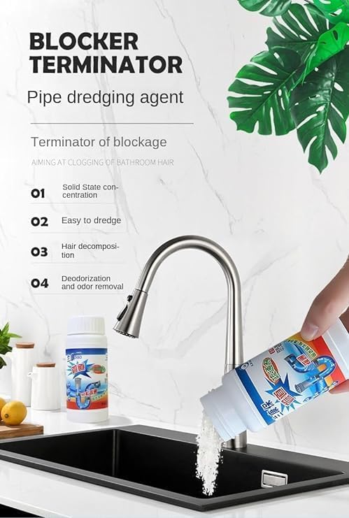 Sink & Drain Cleaner Powder | Powerful & Clog Remover Sink Cleaning Powder | Automatic Toilet Blockage Cleaner, Removes Clogs, Blockage in Washbasin, Septic Tank, Sinks, Pipes