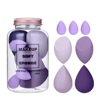 MACPLUS Makeup Sponge Set Blender with Egg Case, Soft Sponge Multicolor 4 Big + 3 Mini -7 Pcs set