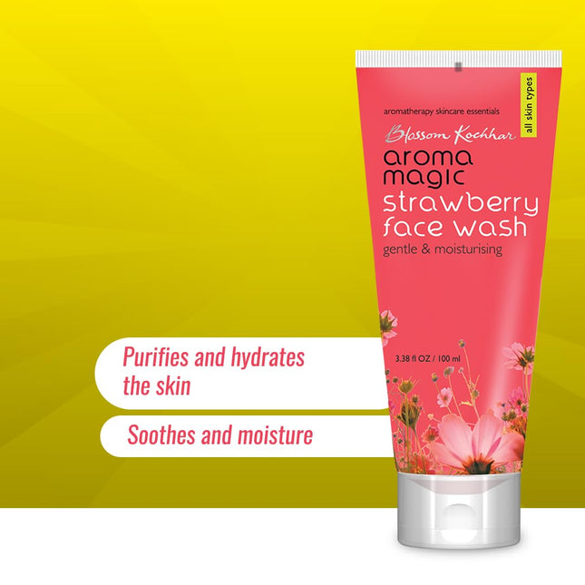 Aroma Magic Moisturizing Strawberry Face Wash with Aloe Vera Extract & Ylang Ylang Essential Oil -100ml