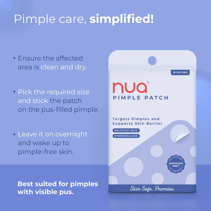 Nua Pimple Patch | 36 Hydrocolloid and Salicylic Acid Patches