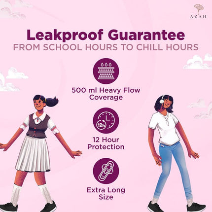 AZAH Sanitary Pads for Teen Large 275 mm [Pack of 30]