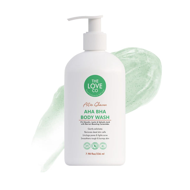 THE LOVE CO. AHA BHA Body Wash | 5% Glycolic, Lactic & Salicylic Acid-236ml