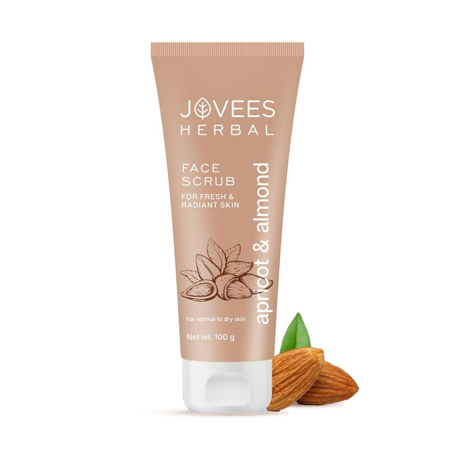 Jovees Herbal Apricot & Almond Face Scrub with Almond, Apricot & Wheatgerm Oil-100g