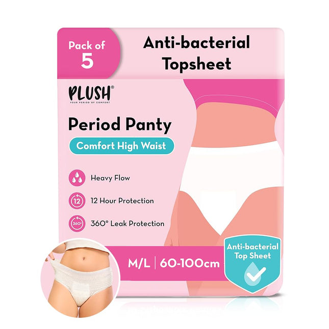 Plush Comfort High Waist Disposable Period Panty for Girls Heavy Flow - 5 Pcs
