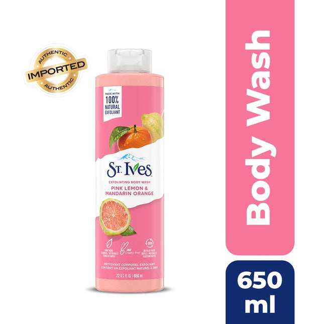 St. Ives Exfoliating Body Wash| Pink Lemon & Mandarin Orange extracts |Shower gel-650ml