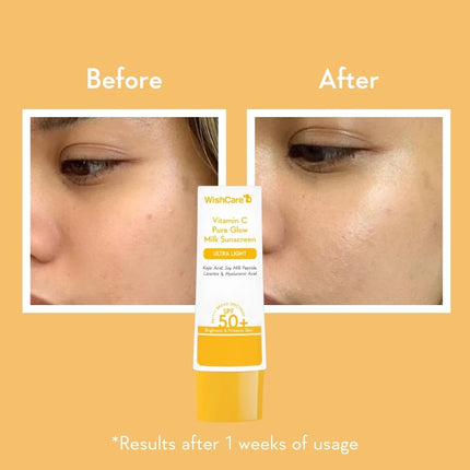 WishCare Vitamin C Pure Glow Milk Sunscreen with SPF 50 PA++++ 50g
