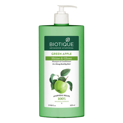 Biotique Green Apple Shine & Gloss Shampoo & Conditioner -All Skin Types | 650ml
