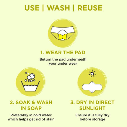 PEESAFE Reusable Sanitary Pads | (3 Regular Pads + 1 Overnight Pad + 1 Leak Proof Pouch)