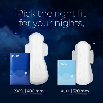 Nua All Night Comfort Sanitary Pads | Pack of 10 (XL++ 320mm)