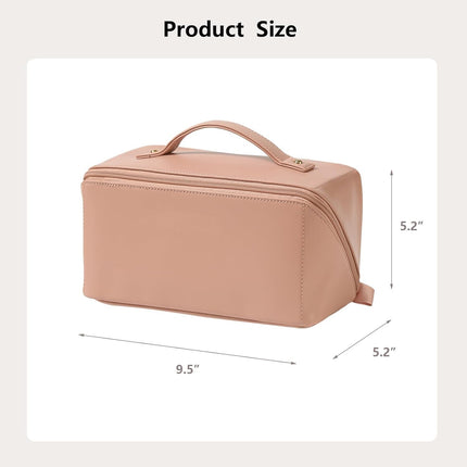 PU Leather Toiletry Bag, Waterproof Travel Cosmetic Organizer with Handle