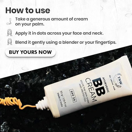 TNW-THE NATURAL WASH Ayurvedic With Saffron, Cucumber, Almond & SPF 30 BB Cream 30g