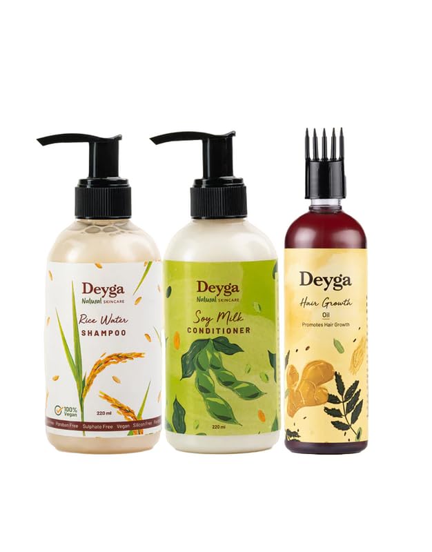 Deyga Hair Care Combo - ( Hair Growth Oil + Rice water Shampoo + Soy milk conditioner)
