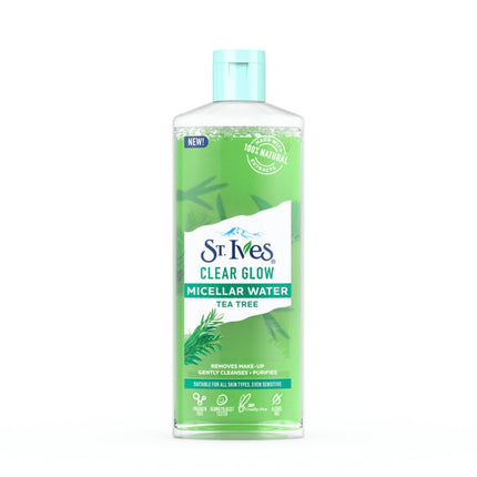 St. Ives Clear Glow Tea Tree Micellar Water 3-In-1 Cleanser, Toner & Makeup Remover for All Skin Types-400ml