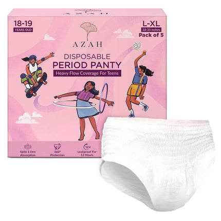Azah Teen Disposable Period Panty for Girls Pack of 5