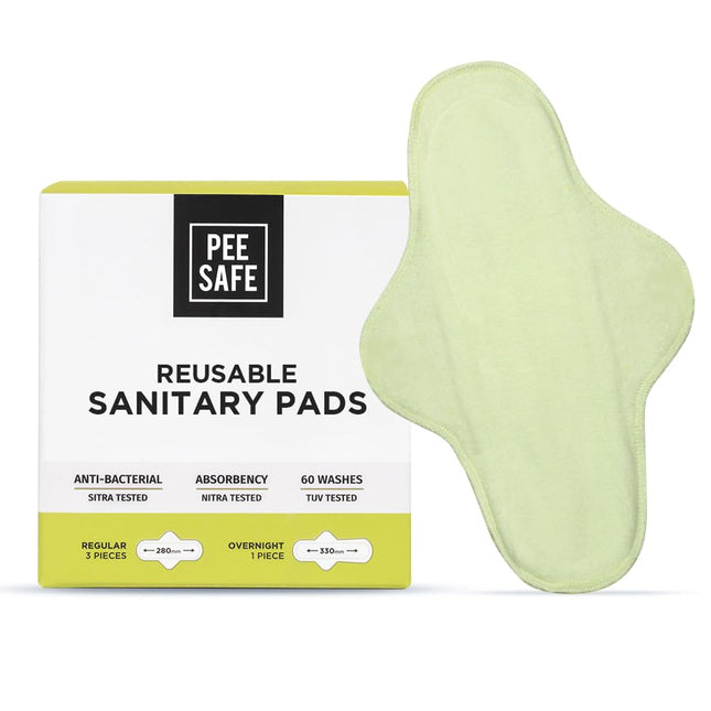 PEESAFE Reusable Sanitary Pads | (3 Regular Pads + 1 Overnight Pad + 1 Leak Proof Pouch)