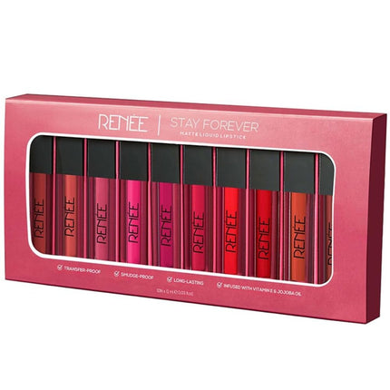 RENEE Stay Forever Matte Liquid Lipstick Combo Pack of 10