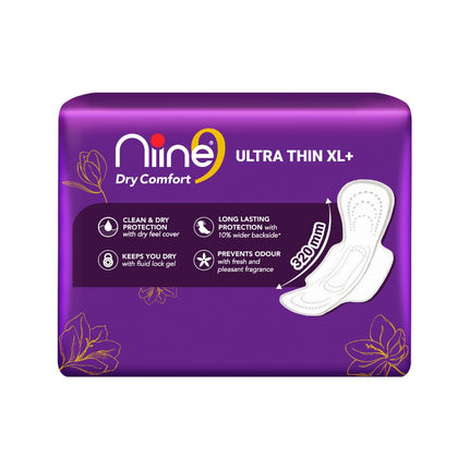 NIINE Dry Comfort Ultra Thin XL+ Sanitary Napkins (Pack of 1) 50 Pads|320mm