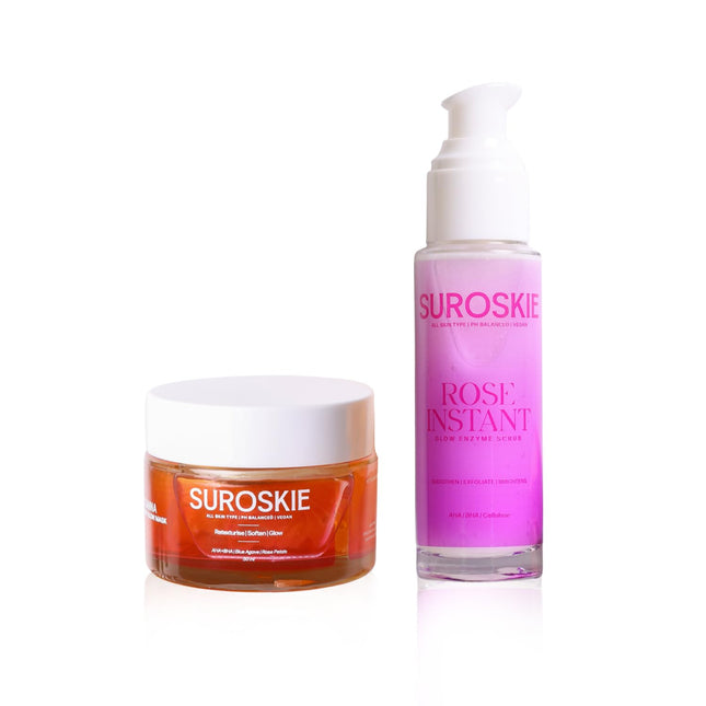 SUROSKIE Rose Instant Enzyme Face Scrub & Rosanna Glow Face Mask Combo (Pack of 2*50ml)