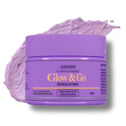Suroskie Glow & Go De-Tan Clay Mask | Kaolin Clay & Kojic Extract-50g