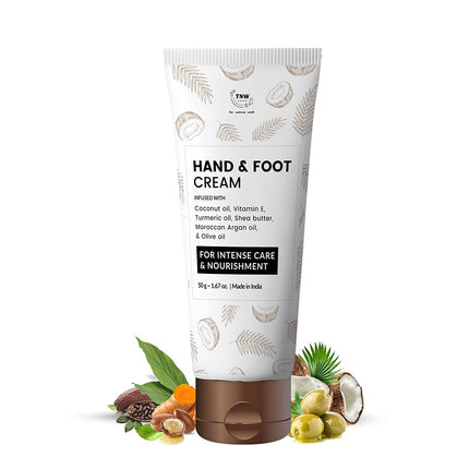 TNW-THE NATURAL WASH Hand & Foot Cream with Vitamin E, Shea Butter & Coconut Oil - 50gm