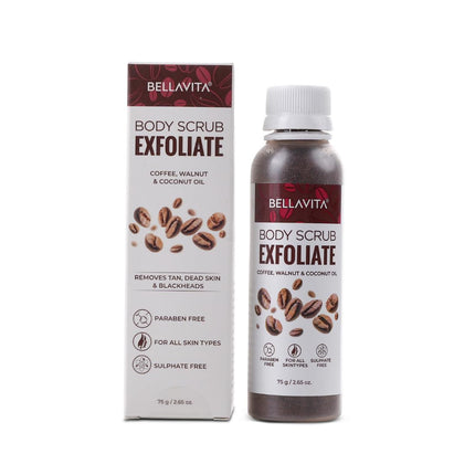 Bella Vita Organic Exfoliate Coffee Scrub For Face & Body Scrub 75 G