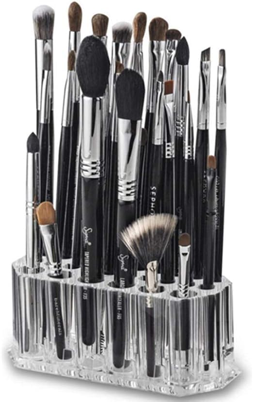 Acrylic Eyeliner Lip Liner Holder Organizer, 26 Slots Makeup Brush Pencil Organization Container, Clear Cosmetic Storage Display Holder (Only Stand) 1 Piece