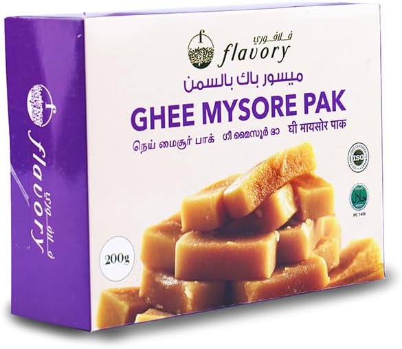 Traditional Ghee Mysore Pak, Handcrafted Indian Sweet with Pure Ghee, Soft & Crumbly Texture, 200g