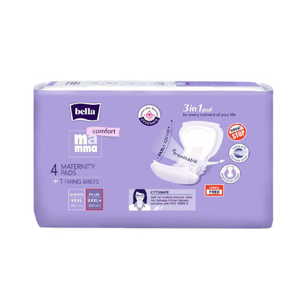 Bella Mamma Comfort Plus Maternity Pads Size XXXL+ | Pack of 4 Pads + 1 Fixing Briefs