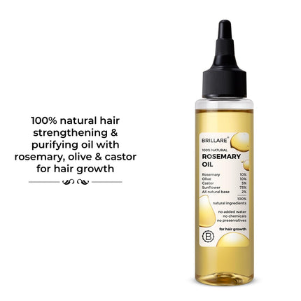 Brillare 10% Rosemary Hair Oil for Hair Growth with 10% Olive Oil & 5% Castor oil