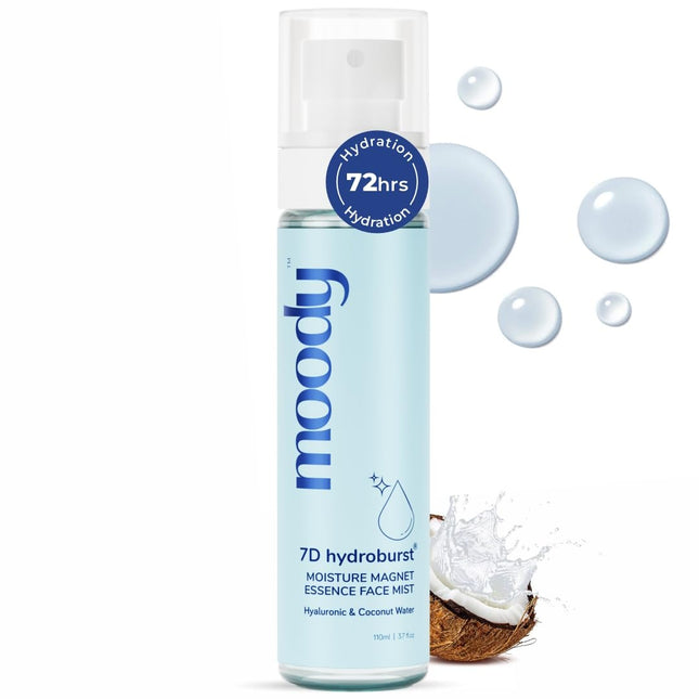 Moody 7D Hydro Burst Hydrating Face Mist & Essence Toner with Hyaluronic Acid Vitamin B5 & Rice Water-110ml