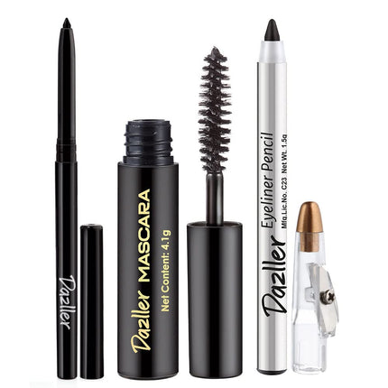Dazller College Makeup Essentials 3 - All Nighter Trio|Kajal|Mascara|Eyeliner-5.35g