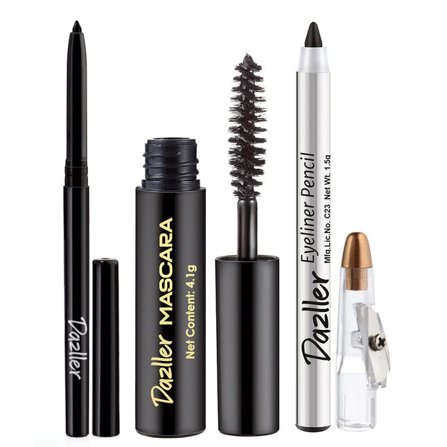 Dazller College Makeup Essentials 3 - All Nighter Trio|Kajal|Mascara|Eyeliner-5.35g
