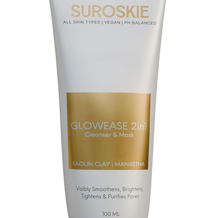 Suroskie GlowEase 2-in-1 Cleanser & Mask 100 ml | Aloe Vera & Kaolin Clay