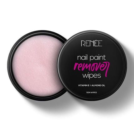 RENEE Nail Paint Remover Wipes With Vitamin E, Almond Oil & Glycerin, 50 Wipes