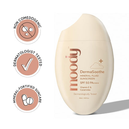 Moody SensiSoothe Mineral Brightening Sunscreen Serum with Ceramides & Rice | Sunscreen-50ML