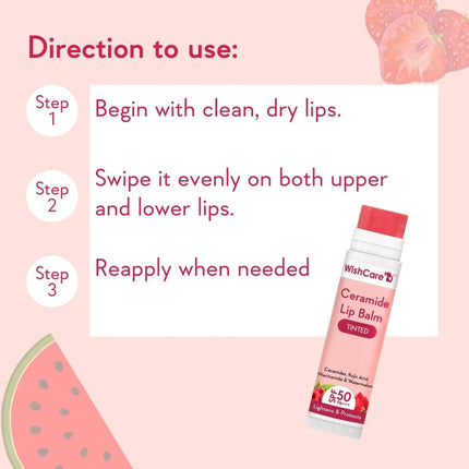 WishCare Tinted Lip Balm with SPF 50 PA+++ Kojic Acid & Niacinamide Women -5g