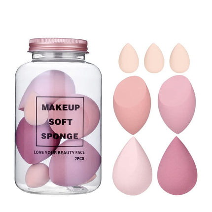 MACPLUS Makeup Sponge Set Blender with Egg Case, Soft Sponge Multicolor 4 Big + 3 Mini -7 Pcs set