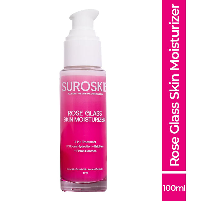 SUROSKIE Rose Glass Skin Moisturizer 50ml | Enriched With Collagen