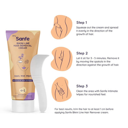 Sanfe Hair Removal Gel- 100ml with Aloe Vera & Coconut Extracts-100 gm