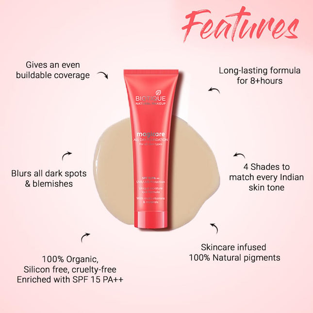 Biotique Natural Makeup Magicare Acne Prone Foundation -30Ml