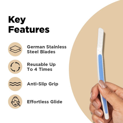 FURR Reusable Face Razor For Women Facial Hair With German Blade- Pack of 3