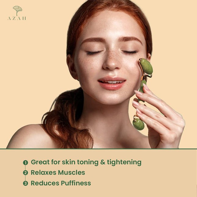 AZAH Gua Sha Stone and Jade Roller for Face Massage