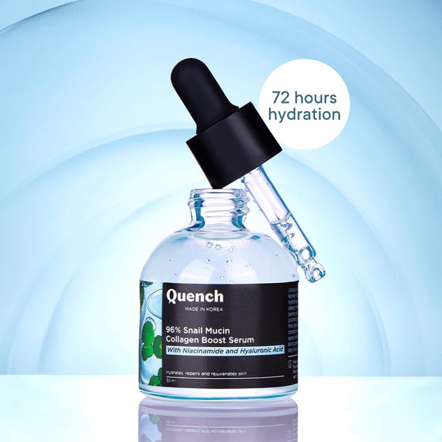 Quench 96% Snail Mucin Collagen Boost Serum With Niacinamide & Hyaluronic Acid-30ML