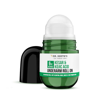 Dr. Sheth's Kesar & Kojic Underarm ROLL-ON|6% Actives-AHA,Kojic Acid & Niacinamide-50ml