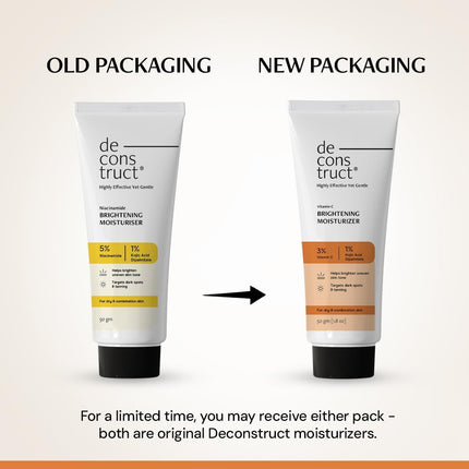 Deconstruct Brightening Face Cream | 5% Niacinamide + 1% Kojic Acid + 5%VitaminC + VitaminE Pack of 2