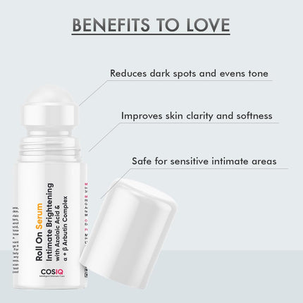 Cos-IQ Intimate Brightening Roll-On Serum | With Azelaic Acid & Alpha + Beta Arbutin Complex | 40ml