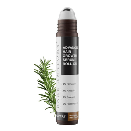 Bare Anatomy Advanced Hair Growth Serum Roll-On| 3% Redensyl + 4% Anagain + 2% Baicapil + 5% Rosemary, Rice Water, 25ml